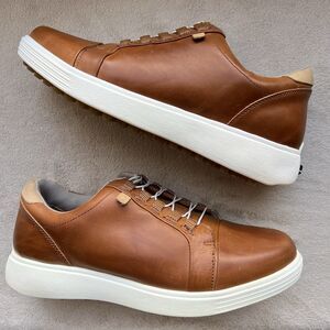 ZeroTie Backswing Blucher FG WR Brown Leather Golf Shoe Men 8.5 Hands Free